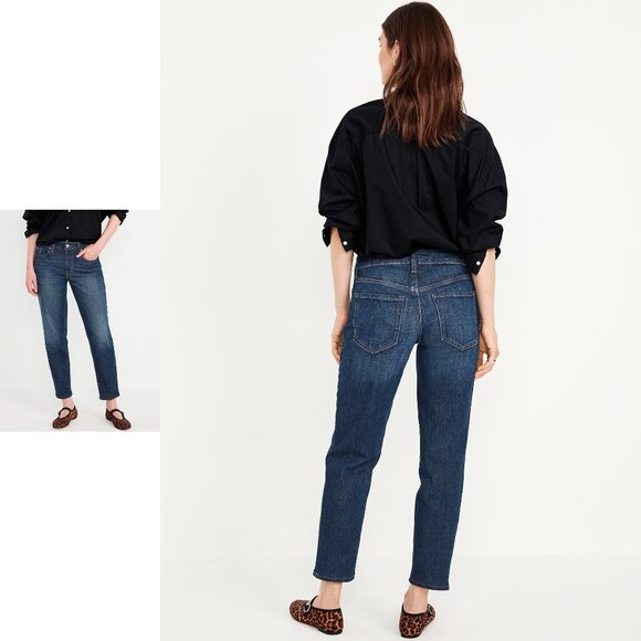 OLD NAVY mid rise OG straight ankle jeans in Faded Dark Wash (sz10) - Picture 2 of 12